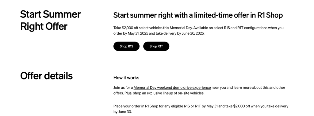 Rivian Start Summer Right Offer May 2025